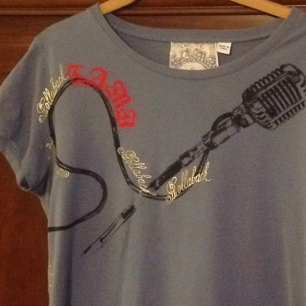 L.A.M.B. Blue Microphone Tee Size Large